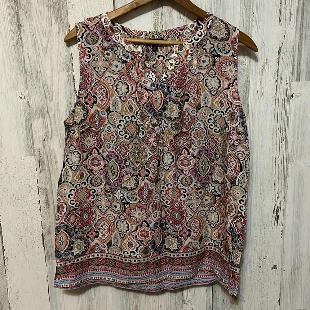 H1- multicolor tank top mandela paisley design summer flowy light petite